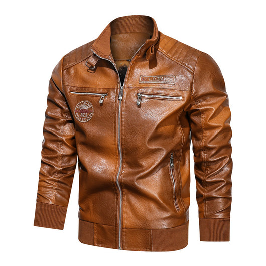 Chaqueta de Cuero con Cuello de Pie y Bolsillos - Image 8