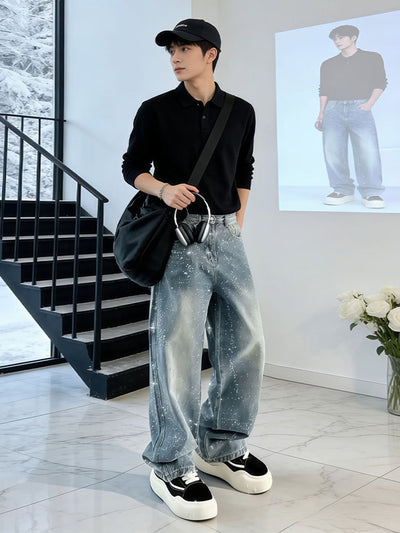 Pantalones Rectos Hombre con Detalles de Piedras - Corte Amplio - Image 7
