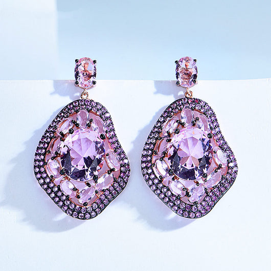 Aretes Geométricos Ovalados con Diamantes de Cristal Brillante - Image 5