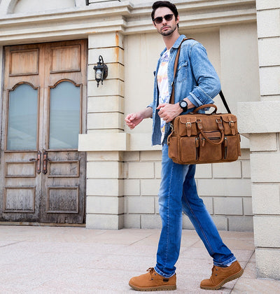 Bolsa Mensajera de Cuero Genuino Estilo Retro con Gran Capacidad para Hombre - Image 31