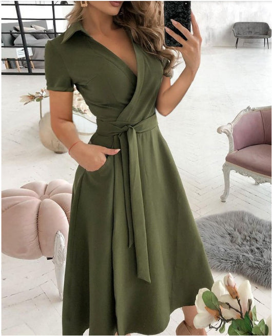 Vestido Largo Manga Larga Escote V Estampado para Mujer - Image 24