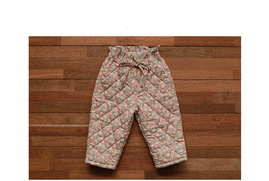 Pantalones Casuales de Algodón Acolchados con Estampado Floral para Niñas - Image 14