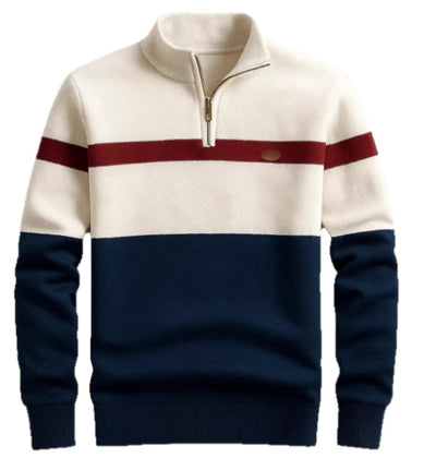 Suéter Pullover Ejecutivo con Cuello Alto y Cierre de Media Cremallera - Image 10