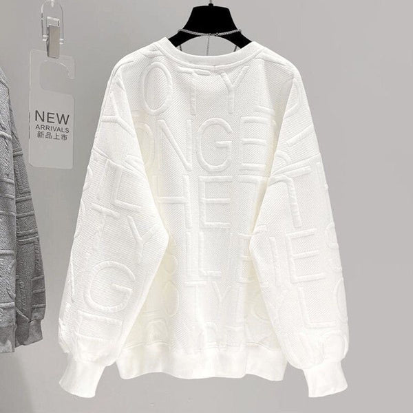 Remera Oversized con Letras 3D - Manga Larga Unisex