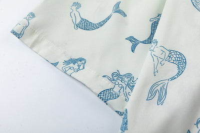Camisa Estampado Sirena Manga Corta Suelta para Hombre - Image 16