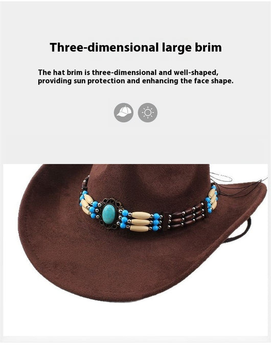 Sombrero Vaquero Punk de Ala Ancha con Peluche Sintético para Montar a Caballo - Image 19