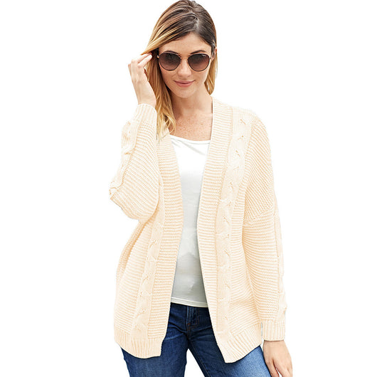 Cardigan Tejido Retorcido Largo para Mujer - Suéter Sólido Versátil - Image 4