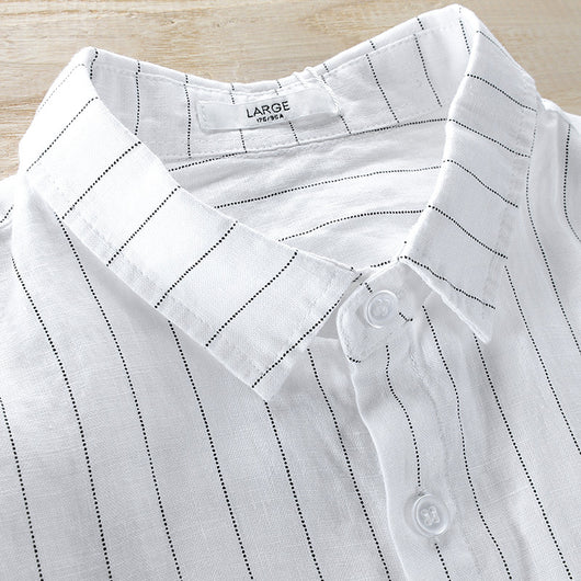 Camisa Manga Corta a Rayas para Hombre - Image 11