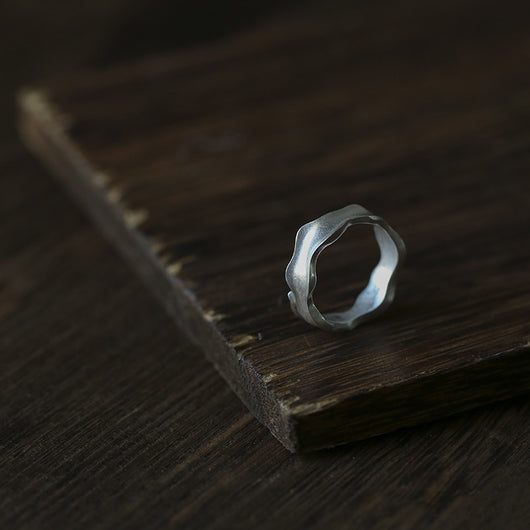 Anillo de Plata Esterlina S999 con Patrón de Onda Simple - Image 6