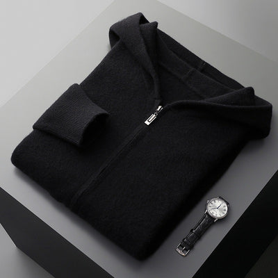 Cardigan Cashmere con Capucha para Hombre - Abrigo Casual Grueso con Cierre - Image 11