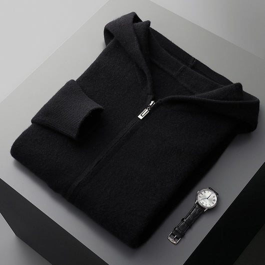 Cardigan Cashmere con Capucha para Hombre - Abrigo Casual Grueso con Cierre - Image 11