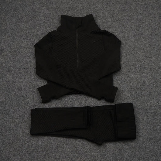 Conjunto Deportivo de 3 Piezas Yoga Fitness con Tela Elástica - Image 12