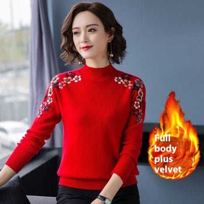 Blusa Suelta con Cuello Alto y Bordados para Mujer - Image 12