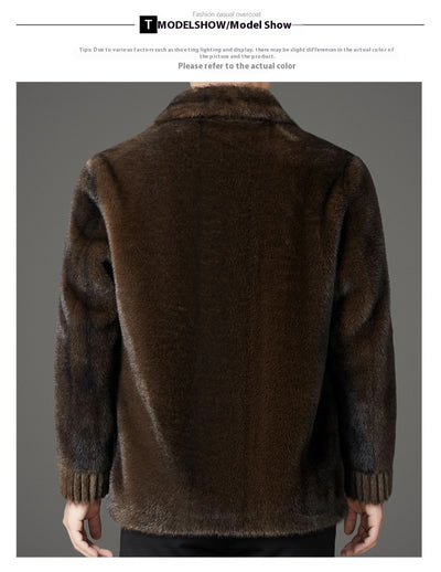 Abrigo de Invierno para Hombre con Cuello Solapa y Piel de Visón Dorado - Image 44