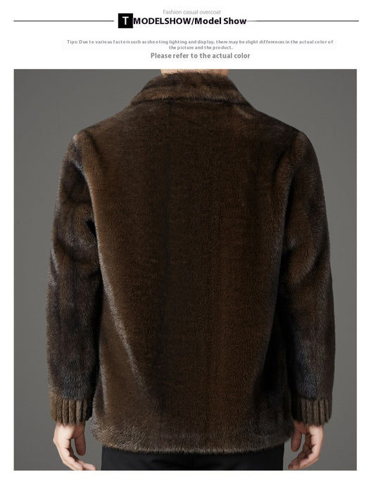 Abrigo de Invierno para Hombre con Cuello Solapa y Piel de Visón Dorado - Image 44
