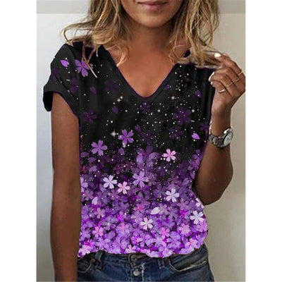 Playera Cuello V Estampado Geométrico Abstracto - Image 6