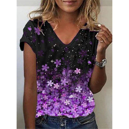 Playera Cuello V Estampado Geométrico Abstracto - Image 6