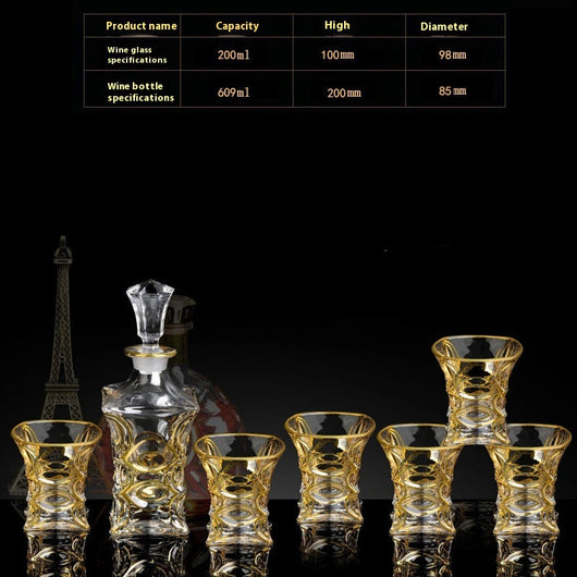 Juego de Copas de Cristal para Whisky y Vino con Detalles Dorados - Image 18