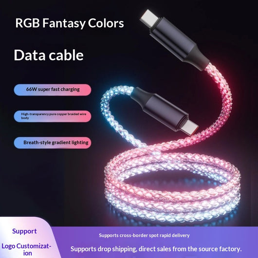 Cable de Carga Luminoso RGB - Diseño Colorido y Funcional
