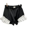 Shorts Talle Alto con Detalles de Encaje Hoja de Loto y Costuras Contrastantes