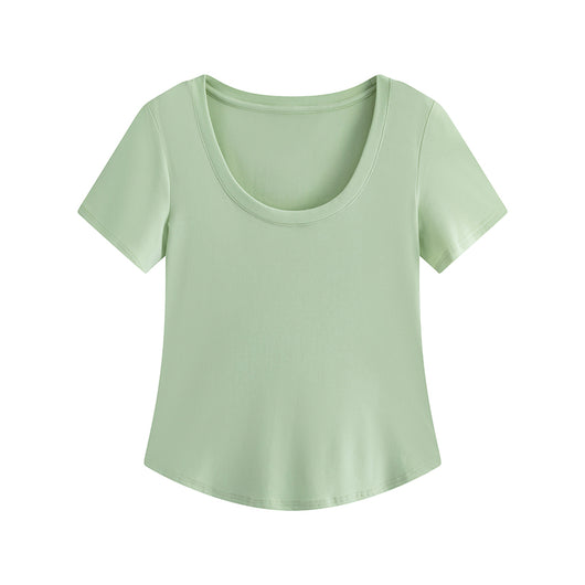 Blusa Slim Fit Escote U Manga Corta Efecto Adelgazante - Image 5