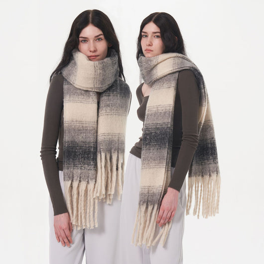 Abrigo Cuadros Cachemira Mujer Talla Grande Invierno - Image 11