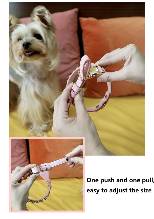 Arnés y Correa para Perro de Cuero PU con Strass Ajustable - Image 17