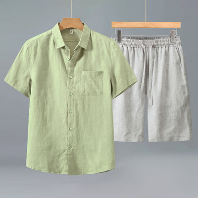 Camisa de Lino Manga Corta para Hombre - Traje Ejecutivo - Image 3