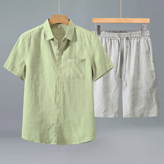 Camisa de Lino Manga Corta para Hombre - Traje Ejecutivo - Image 3