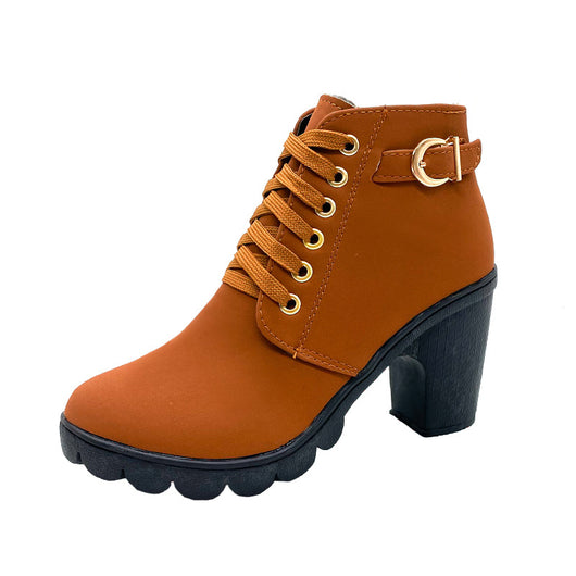 Botas Martin de Tacón Grueso con Hebilla Metálica para Mujer - Image 4