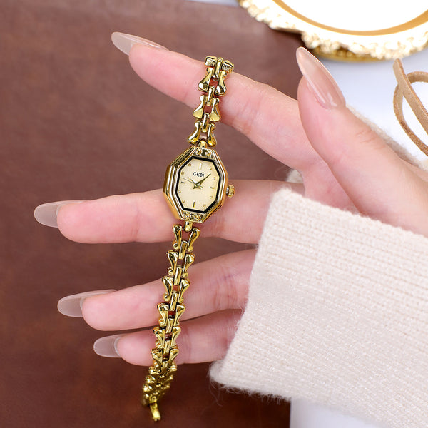 Reloj Octagonal de Lujo Retro para Mujer con Movimiento de Cuarzo