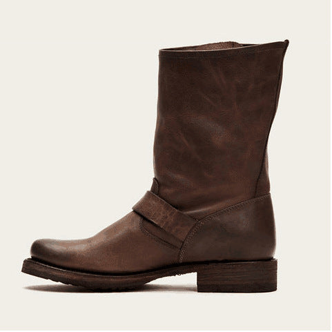 Botas Cuadradas Versátiles para Mujer - Tacón Bajo Caña Media - Image 13