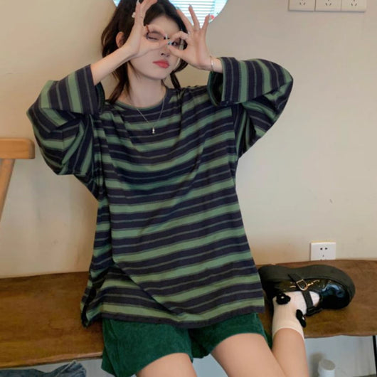 Blusa Base Holgada de Algodón Puro con Capas - Talla Grande