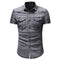 Camisa Denim con Pliegues Personalizados en Mangas