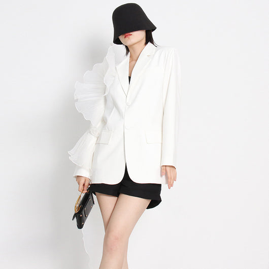 Chaqueta Mesh Suelta con Volantes - Estilo Casual Moderno - Image 6