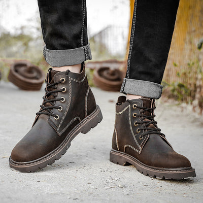 Botas de Cuero Vintage para Hombre - Estilo Clásico Robusto - Image 9