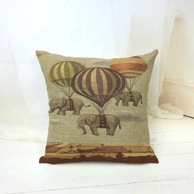 Cojín Decorativo de Algodón y Lino con Estampado de Globo Aerostático - Image 9