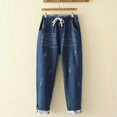 Pantalones Holgados Talla Grande con Roturas y Puños Ajustados - Image 9