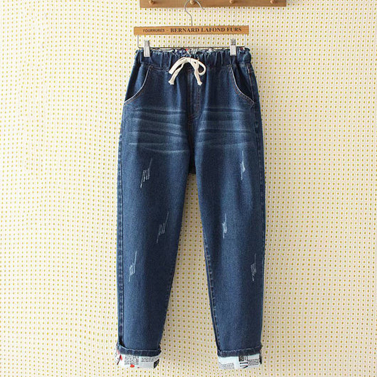 Pantalones Holgados Talla Grande con Roturas y Puños Ajustados - Image 9