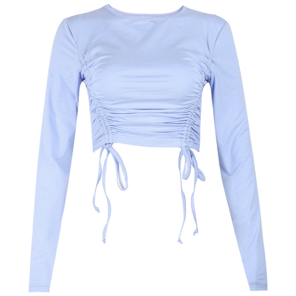 Camiseta Manga Larga con Cuello Redondo y Cordones - Image 5