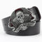 Cinturón de Cuero Bovino con Diseño Calavera de Dos Capas