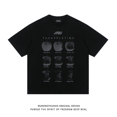 Camiseta Estampado Manzana Suelta Hombre - Diseño Casual Lovers