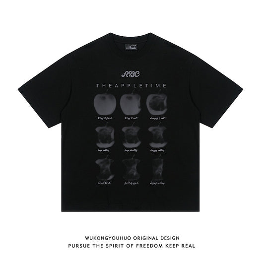 Camiseta Estampado Manzana Suelta Hombre - Diseño Casual Lovers
