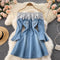 Vestido Denim Asimétrico con Costura Decorativa