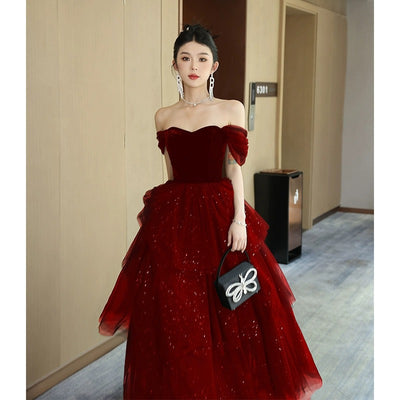 Vestido de Noche Negro Lujo Minoritario Estilo Francés con Falda Tutú - Image 4