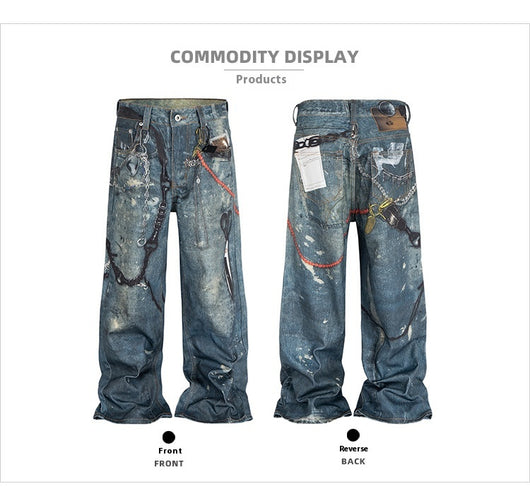 Pantalones Rectos Vintage Lavado Desgastado Unisex - Image 10