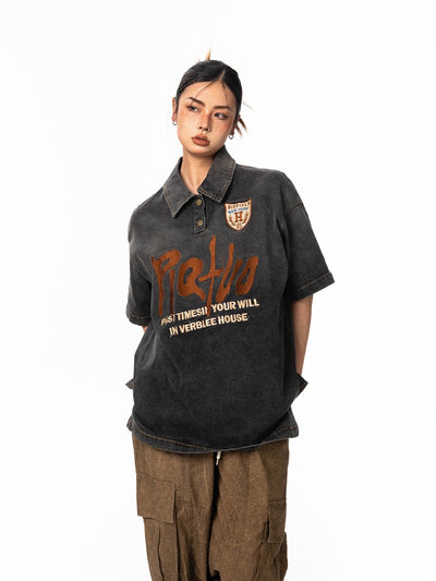 Camisa Denim Bordada Manga Corta Retro Oversize Neutral - Image 5