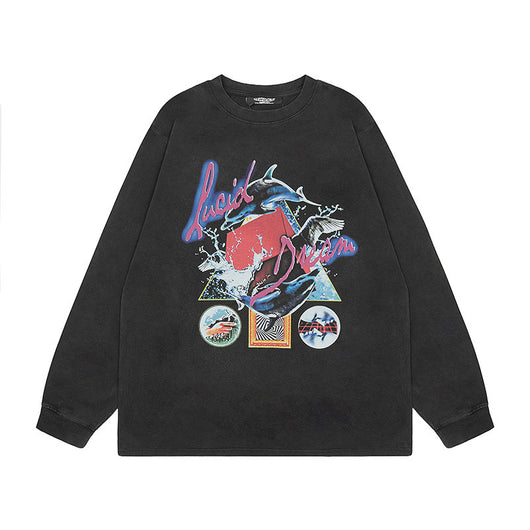 Camiseta Oversize Manga Larga con Estampado Rock Lavado - Image 5