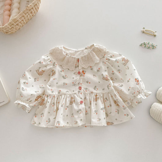 Vestido Princesa Floral Estilo Coreano con Conejo para Bebé - Image 10