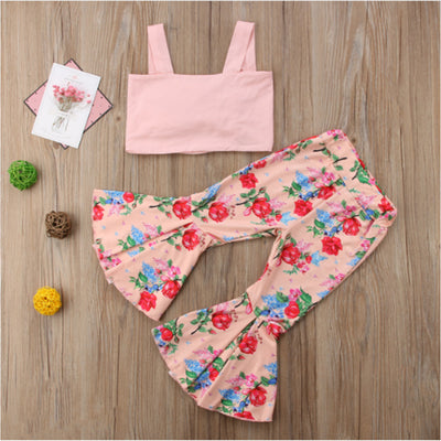 Conjunto de Dos Piezas: Blusa Estampada y Pantalón Acampanado para Niñas - Image 5